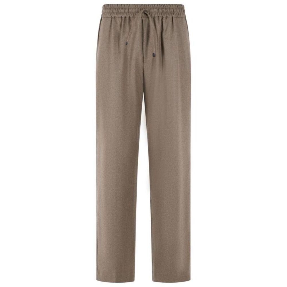 Drole De Monsieur Brown Wool Blend Flannel Pants Men